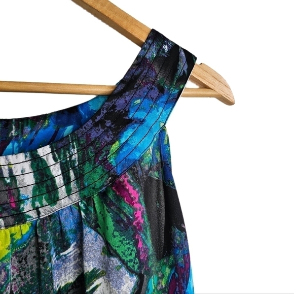 Lane Bryant halter top satin water color floral green white blue grey 18… - Picture 7 of 9